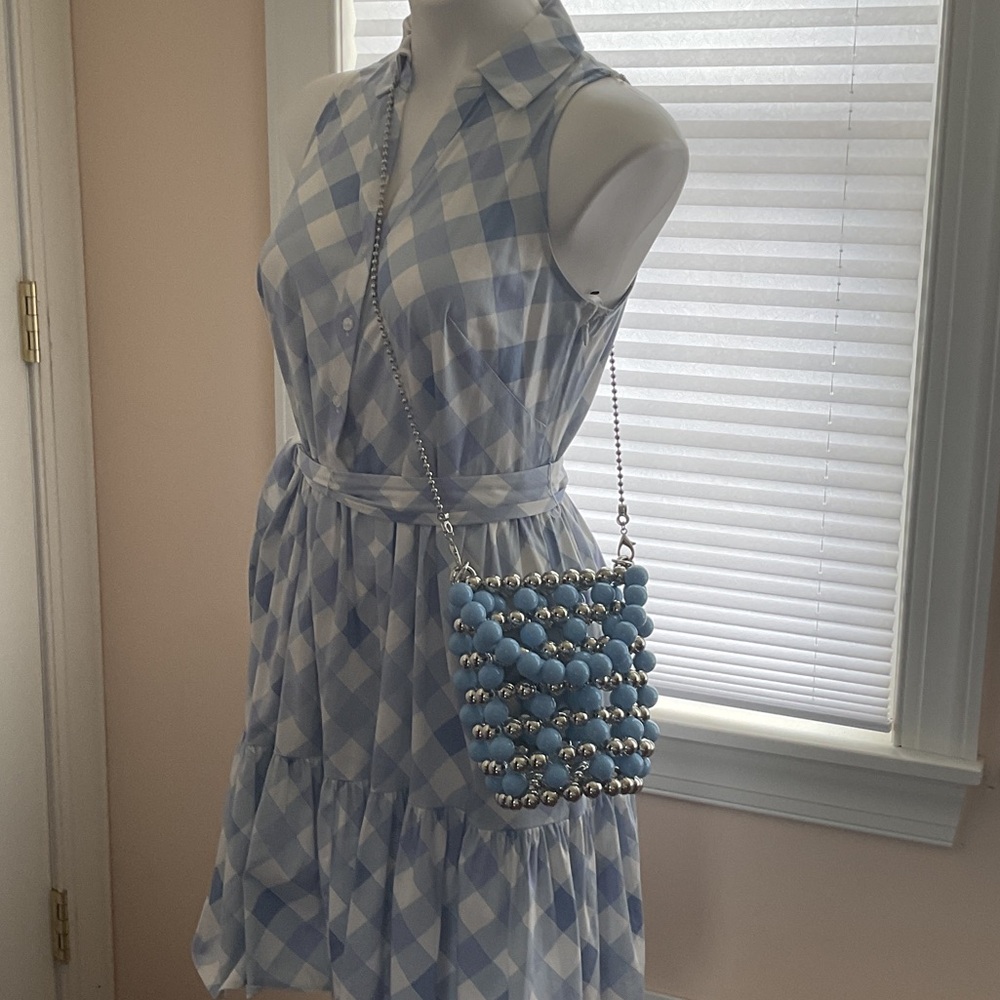 Gorgeous Blue and Silver Beaded Women's Bag